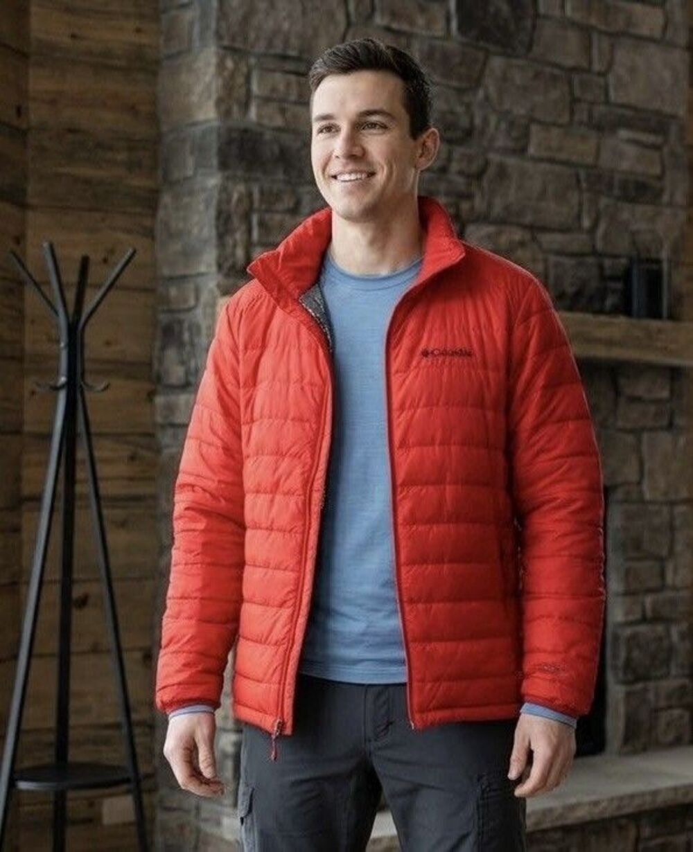NWOT Columbia Men's Omni-Heat Powder Lite Jacket Red Puffer Coat Sz L